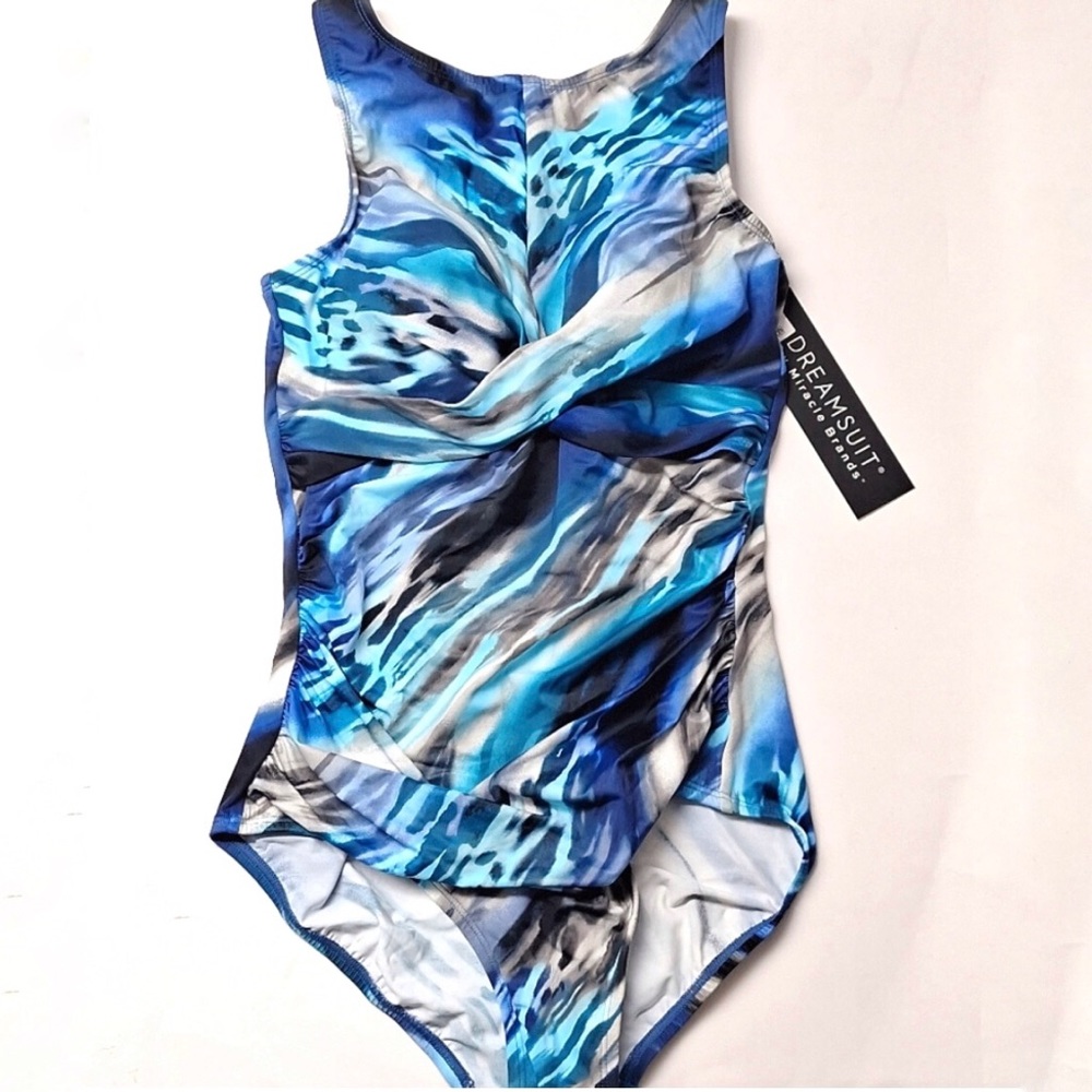 Miracle Brand’s Slimming Control Dreamsuit w High Neck & Keyhole Front Swimsuit - Picture 2 of 6